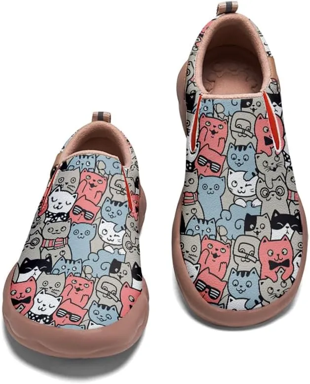 Kids Shoes Boys Girls Slip On Loafers Cartoon Comfort Lightweight Soft Sole Anti-Slip Sneakers Art Painted Walking Travel Shoes