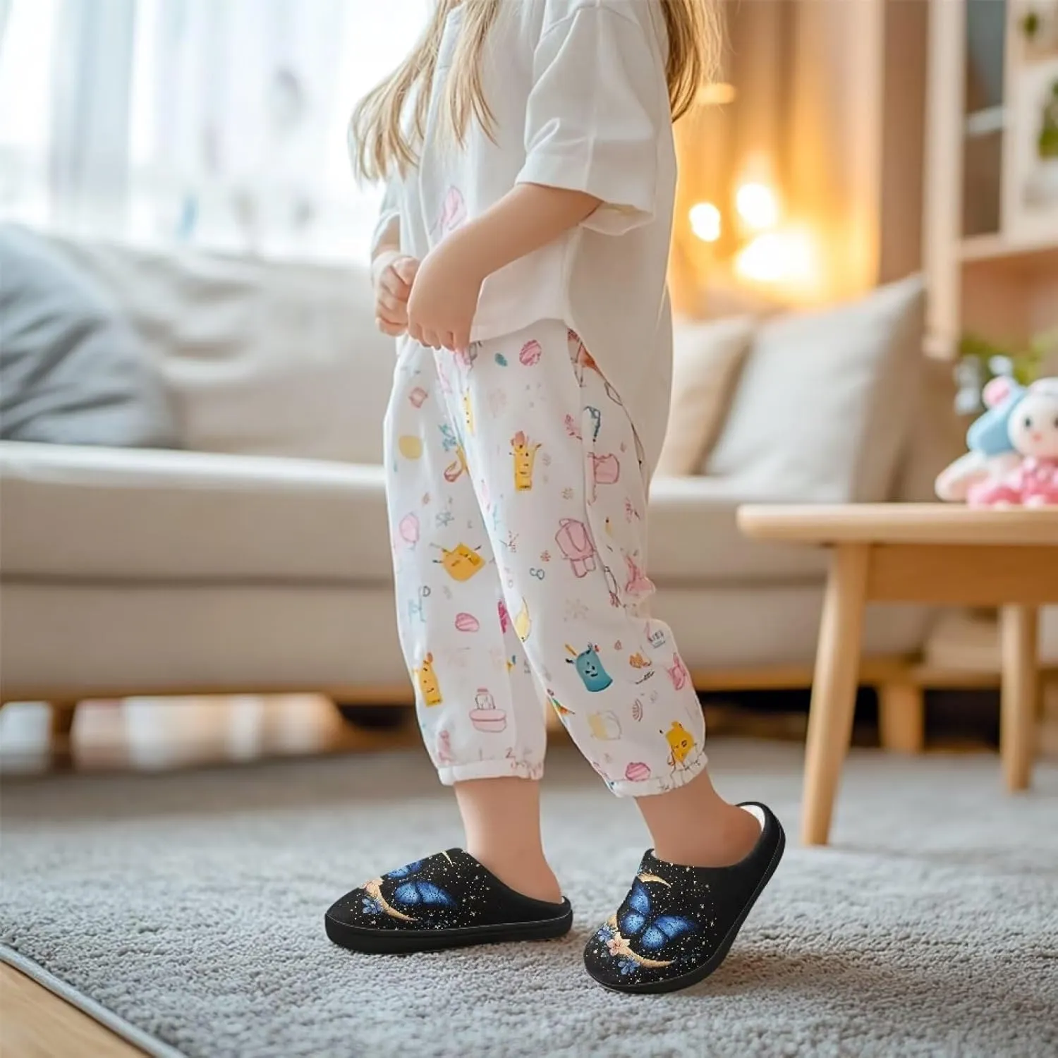 Kids Slippers Anti-slip Plush Slippers Cozy House Slippers Winter Bedroom Slippers for Home