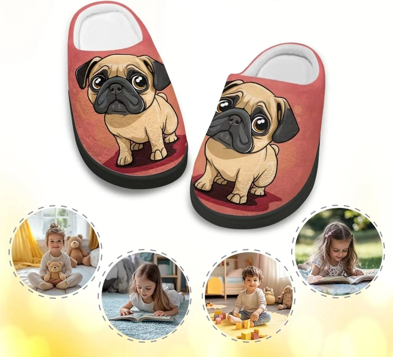 Kids Slippers Anti-slip Plush Slippers Cozy House Slippers Winter Bedroom Slippers for Home