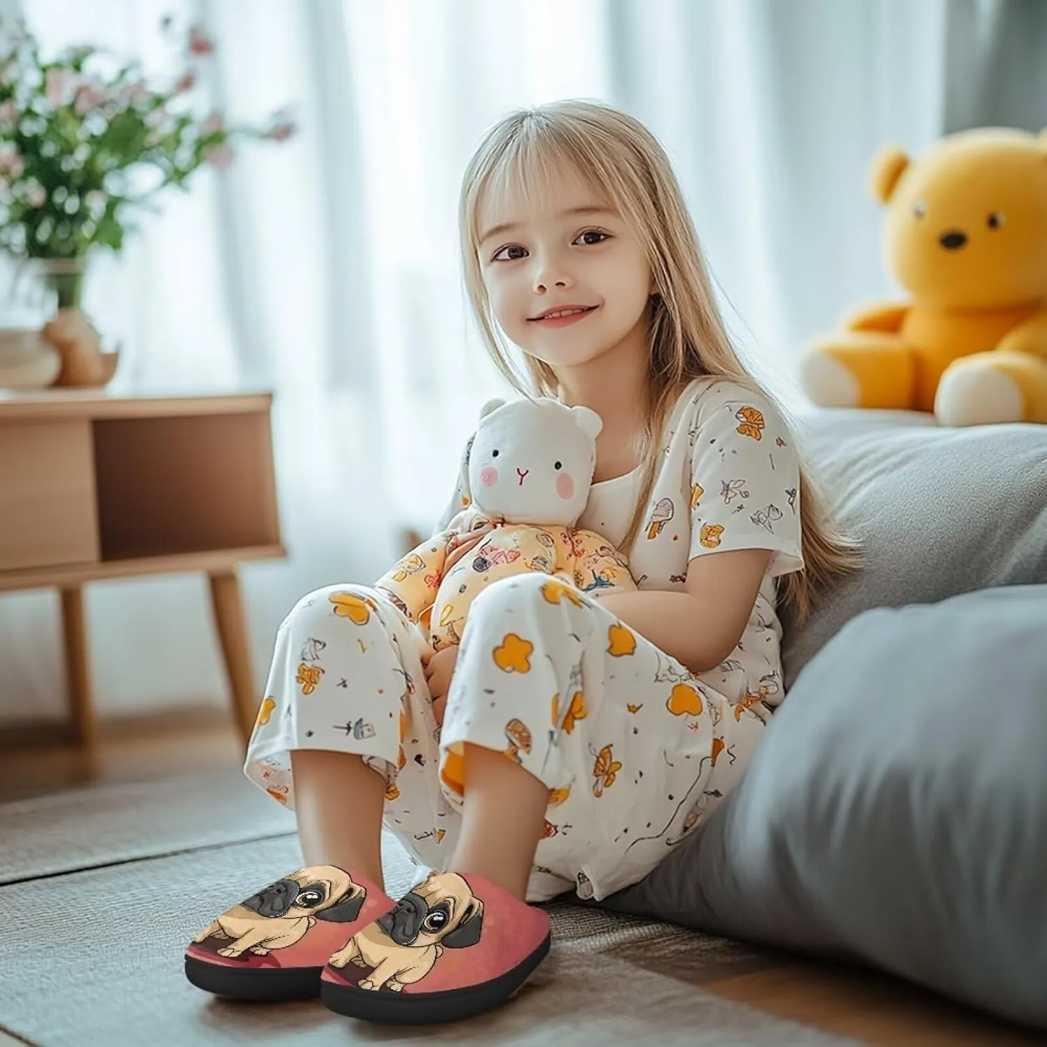 Kids Slippers Anti-slip Plush Slippers Cozy House Slippers Winter Bedroom Slippers for Home