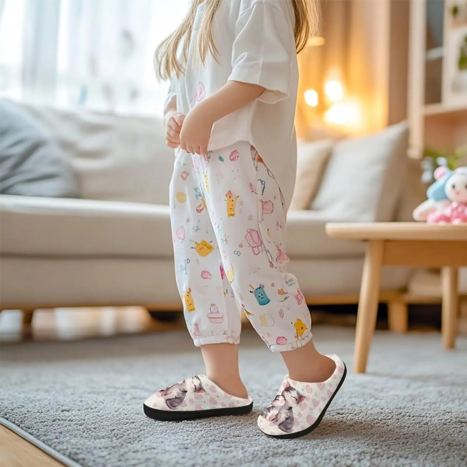 Kids Slippers Anti-slip Plush Slippers Cozy House Slippers Winter Bedroom Slippers for Home