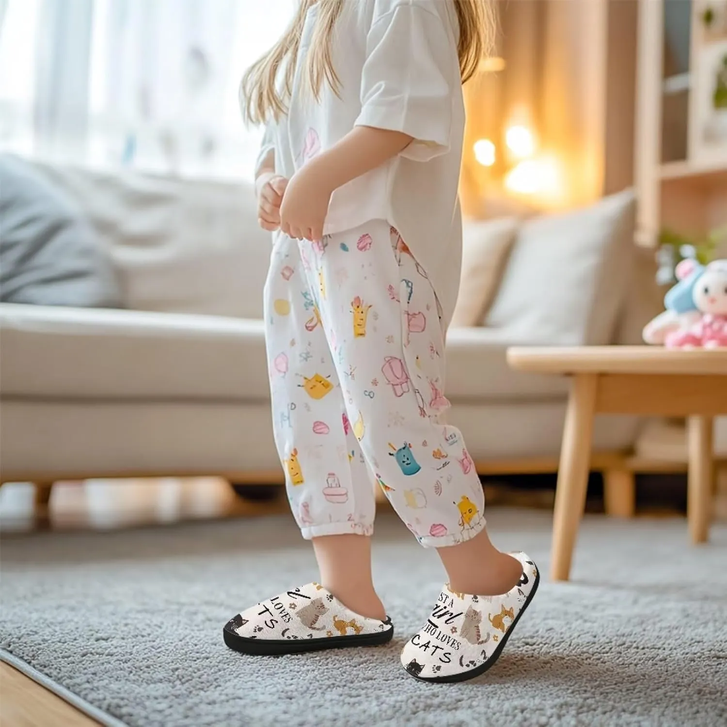 Kids Slippers Anti-slip Plush Slippers Cozy House Slippers Winter Bedroom Slippers for Home