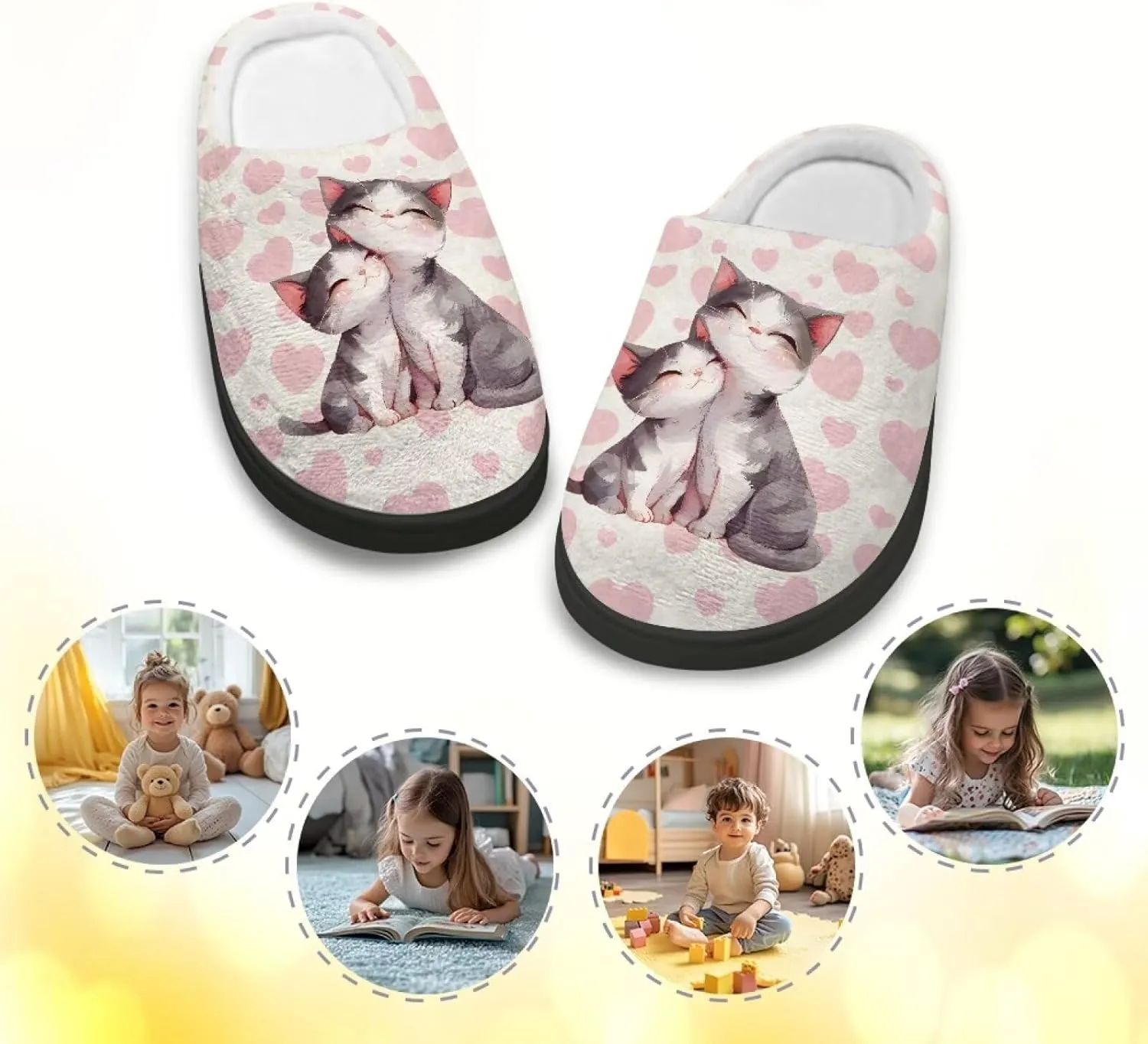 Kids Slippers Anti-slip Plush Slippers Cozy House Slippers Winter Bedroom Slippers for Home