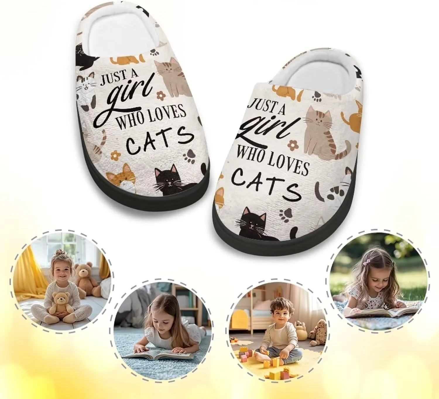 Kids Slippers Anti-slip Plush Slippers Cozy House Slippers Winter Bedroom Slippers for Home