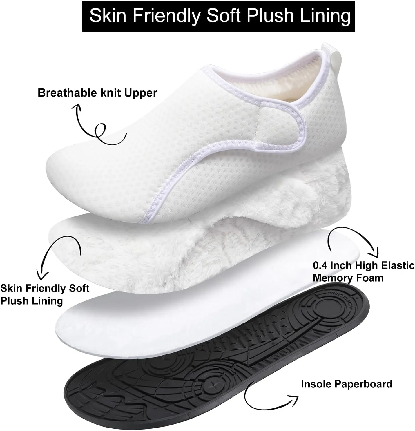 L-RUN Womens Mens House Slippers Indoor Home Shoes Warm Barefoot Slippers Outdoor House Shoes Anti-slip