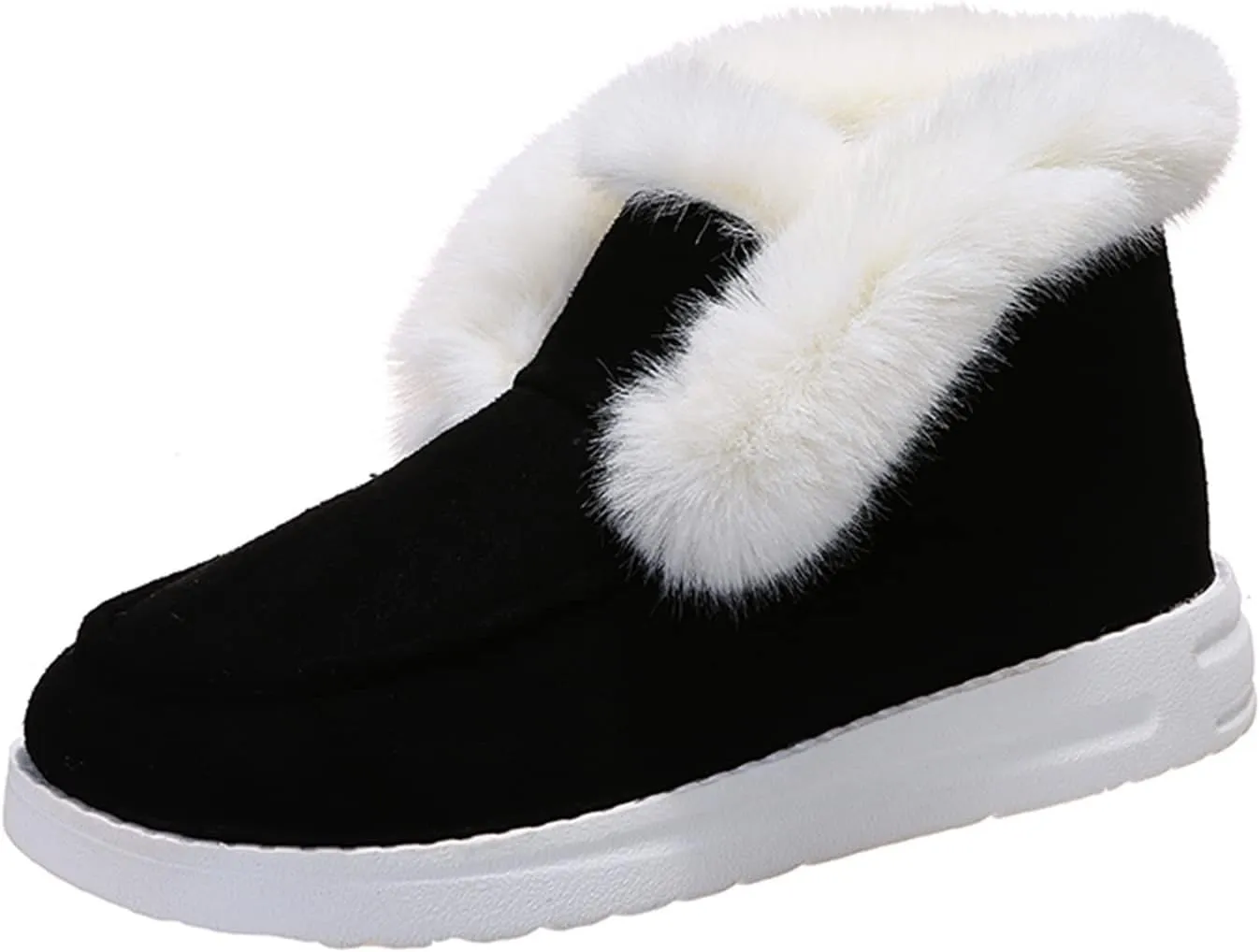Ladmiple Boots For Women Ankle Booties Winter High-top Snow Boots Slip on Warm Comfortable Outdoor Fur Lined Walking Shoes