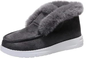 Ladmiple Boots For Women Ankle Booties Winter High-top Snow Boots Slip on Warm Comfortable Outdoor Fur Lined Walking Shoes