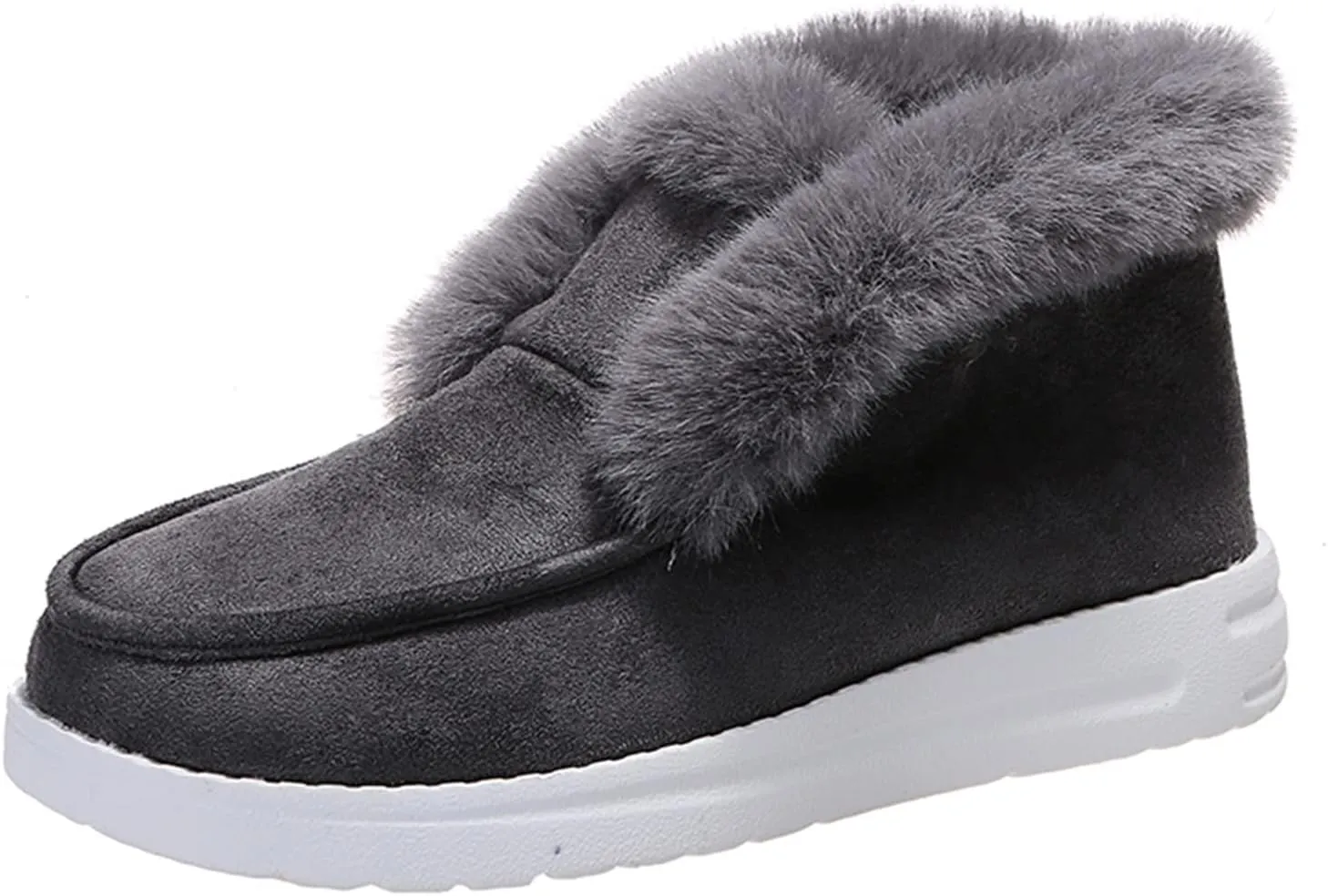 Ladmiple Boots For Women Ankle Booties Winter High-top Snow Boots Slip on Warm Comfortable Outdoor Fur Lined Walking Shoes