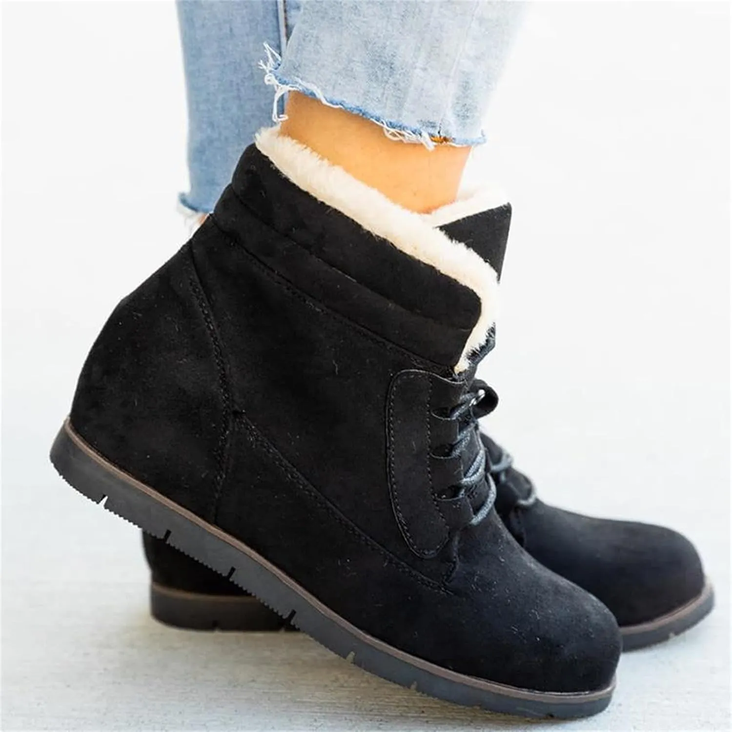 Ladmiple Snow Boots For Women Slip On Winter Warm Ankle Booties Fur Lined Anti-Slip Outdoor Comfortable Warm Shoes