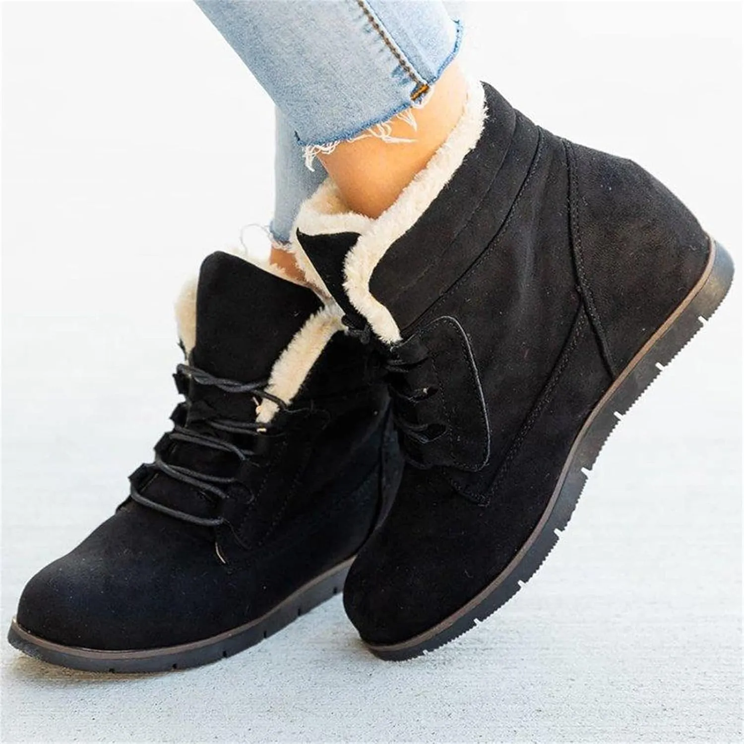 Ladmiple Snow Boots For Women Slip On Winter Warm Ankle Booties Fur Lined Anti-Slip Outdoor Comfortable Warm Shoes