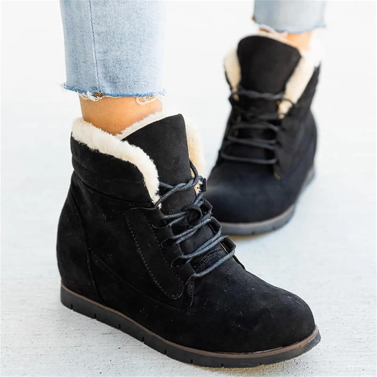 Ladmiple Snow Boots For Women Slip On Winter Warm Ankle Booties Fur Lined Anti-Slip Outdoor Comfortable Warm Shoes