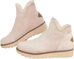 Ladmiple Snow Boots For Women Wide Width High-top Winter Boots Lace Up Warm Comfortable Outdoor Fur Lined Ankle Booties
