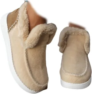Ladmiple Winter Boots For Women 2024 Fashion Snow Boots Slip on Warm Comfortable Fur Lined Ankle Booties Loafers Shoes