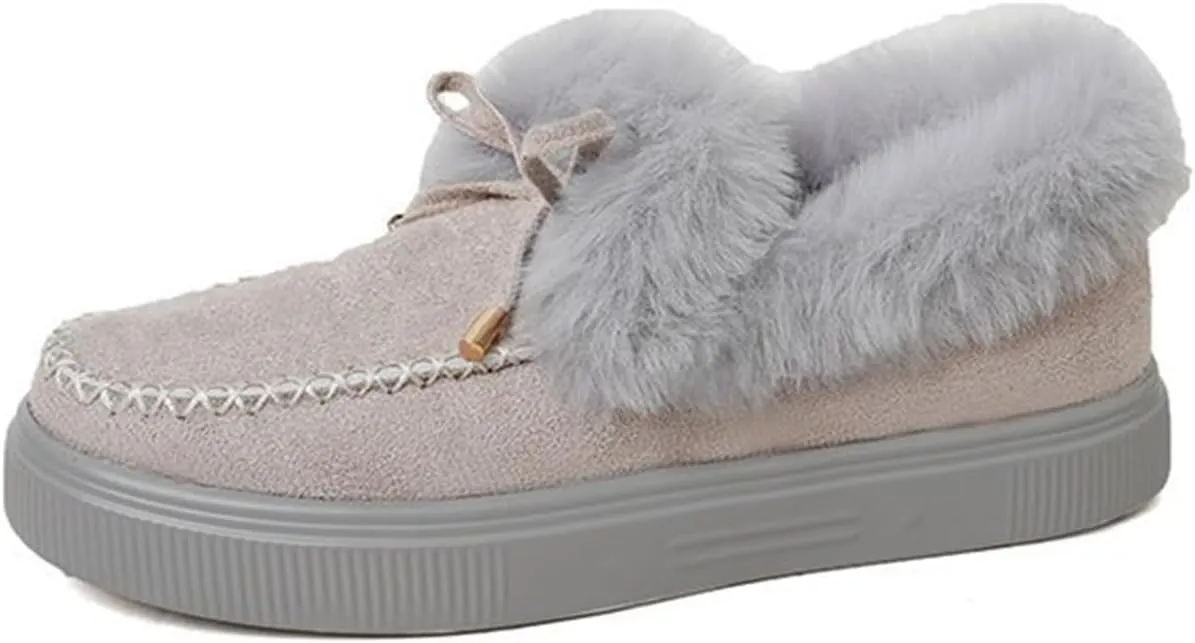 Ladmiple Winter Boots For Women Fashion Snow Boots with Fur Lined Warm Slip On Ankle Booties Comfortable Walking Shoes