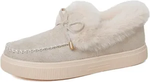Ladmiple Winter Boots For Women Fashion Snow Boots with Fur Lined Warm Slip On Ankle Booties Comfortable Walking Shoes