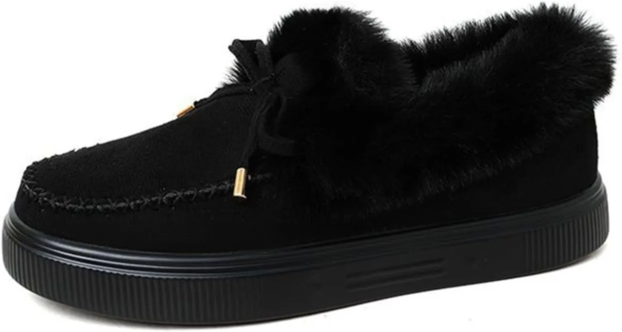 Ladmiple Winter Boots For Women Fashion Snow Boots with Fur Lined Warm Slip On Ankle Booties Comfortable Walking Shoes