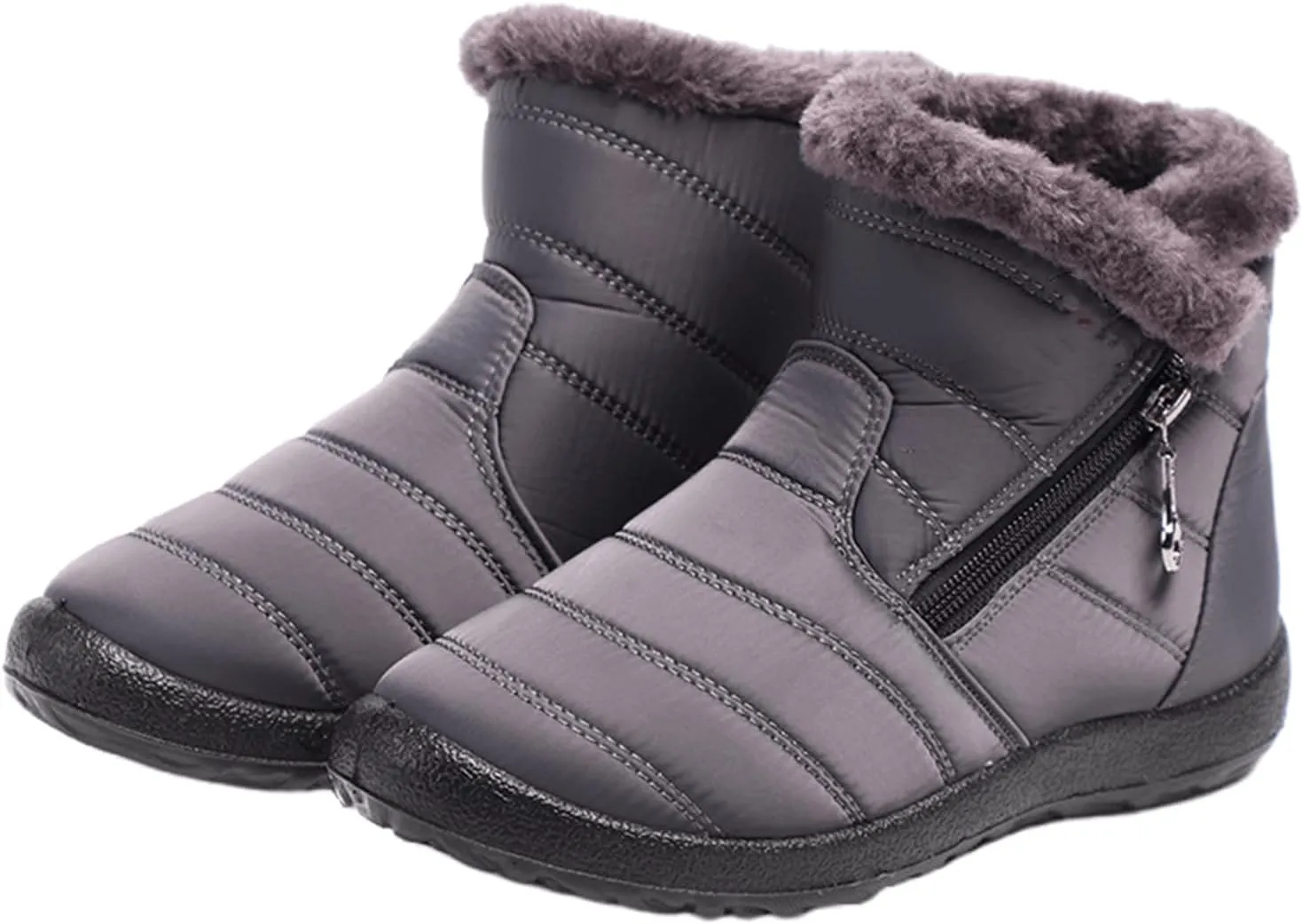Ladmiple Winter Boots For Women Waterproof Snow Cute Ankle Booties Fur Lining Warm Comfortable Slip On Outdoor Shoes