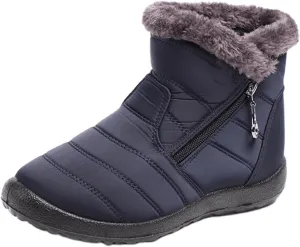 Ladmiple Winter Boots For Women Waterproof Snow Wide Width Fur Lined Warm Ankle Booties Slip On Outdoor Comfortable Shoes