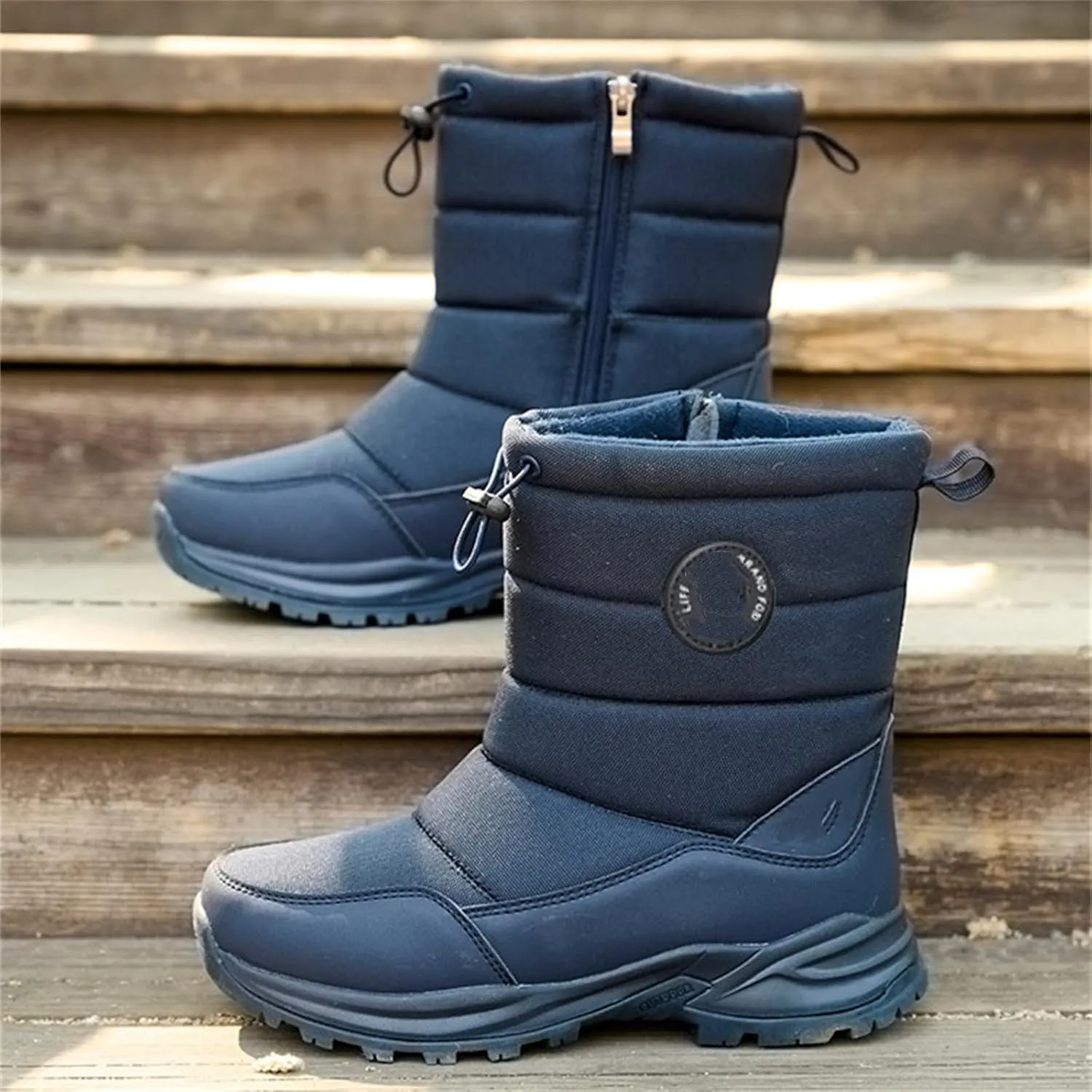 Ladmiple Winter Boots For Women Waterproof Snow Wide Width Slip On Ankle Booties Anti-Slip Fur Lined Outdoor Shoes