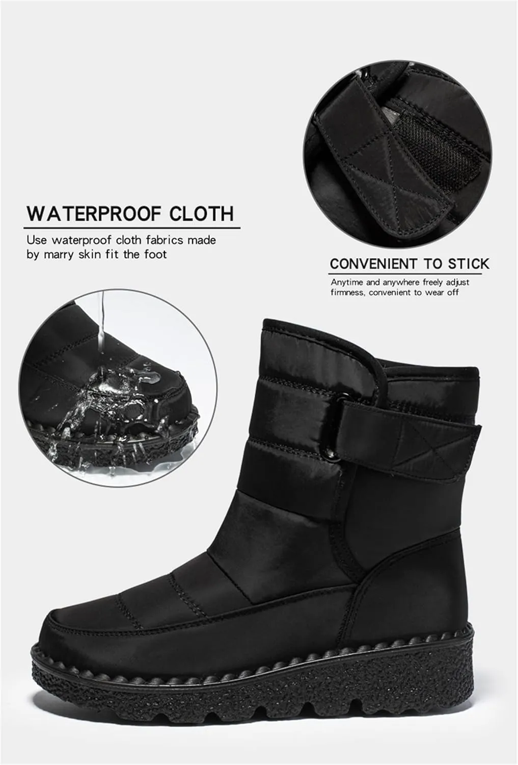 Ladmiple Winter Boots For Women Waterproof Snow Wide Width Warm Fur Lined Anti-Slip Ankle Booties Outdoor Walking Shoes