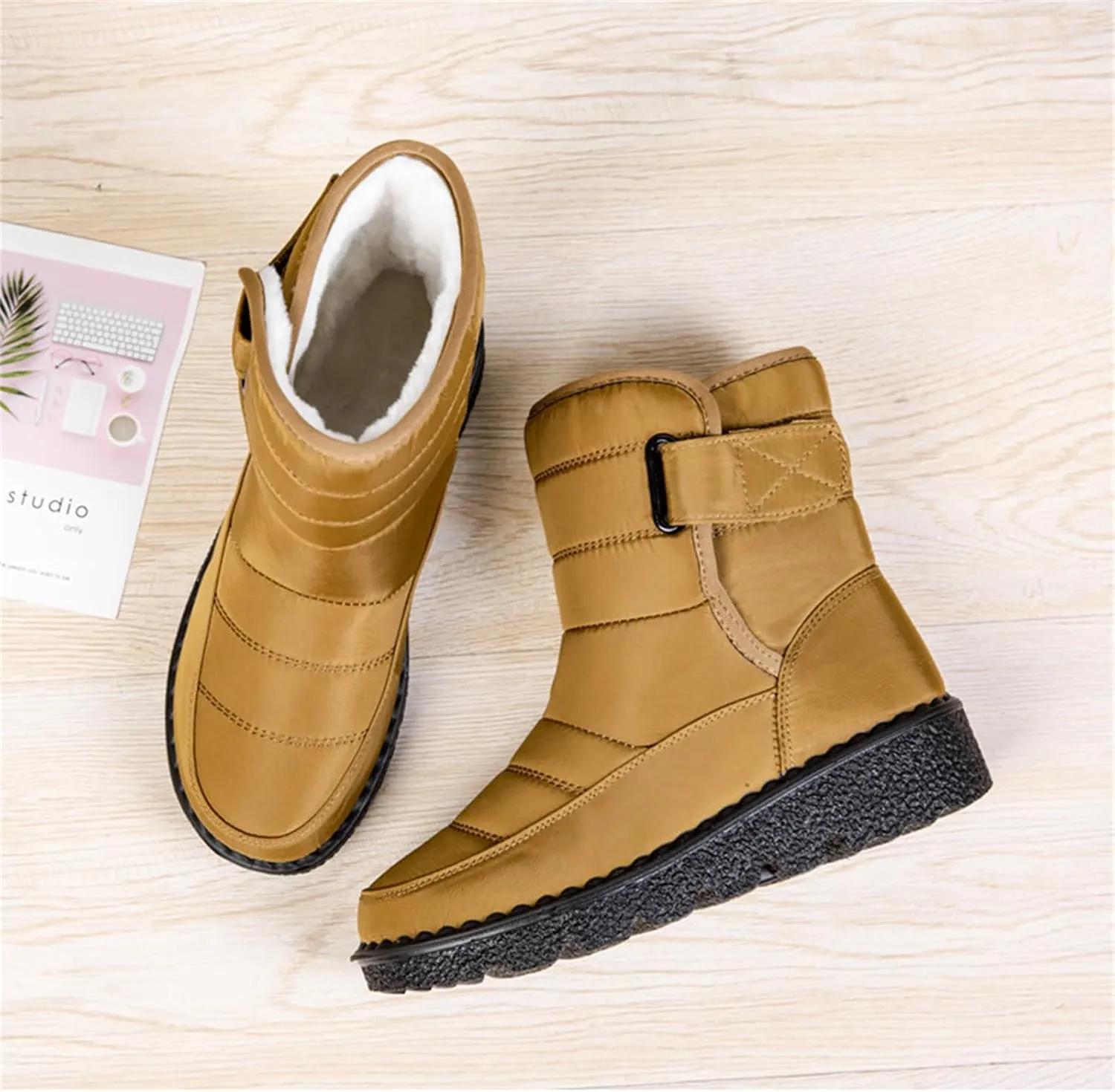 Ladmiple Winter Boots For Women Waterproof Snow Wide Width Warm Lining Comfortable Ankle Booties Outdoor Walking Shoes