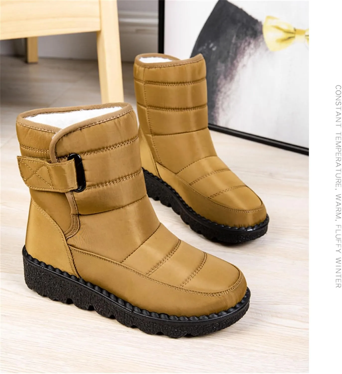 Ladmiple Winter Boots For Women Waterproof Snow Wide Width Warm Lining Comfortable Ankle Booties Outdoor Walking Shoes