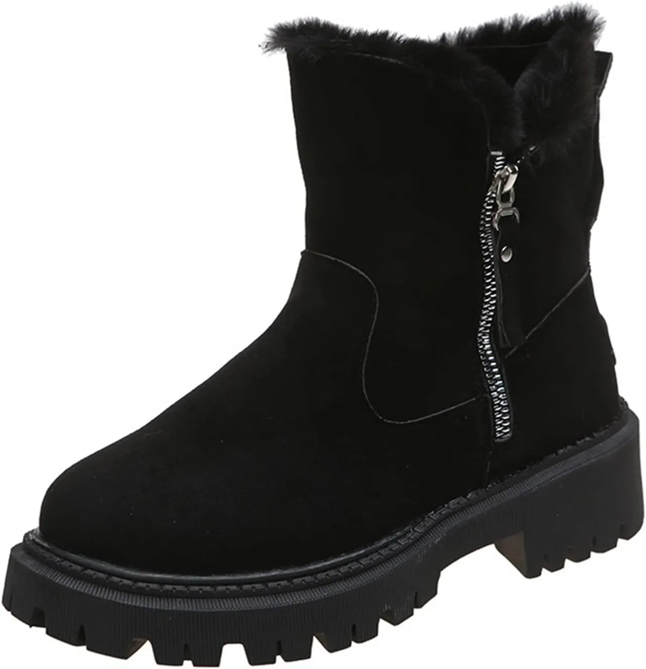 Ladmiple Winter Boots For Women Wide Width Snow Boots Classic Faux Fur Lined Slip On Ankle Booties Warm Walking Shoes