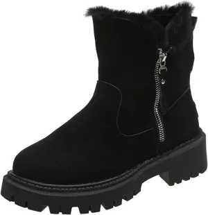 Ladmiple Winter Boots For Women Wide Width Snow Boots Classic Faux Fur Lined Slip On Ankle Booties Warm Walking Shoes