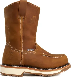 Lasso Work Boots for Men, 10 in Pull Up Moc Toe Slip Resistant