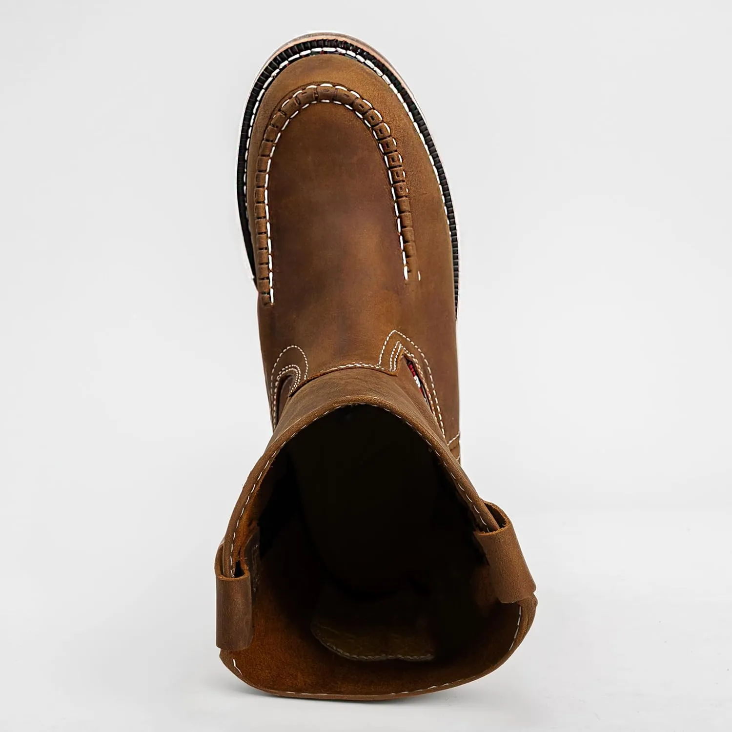 Lasso Work Boots for Men, 10 in Pull Up Moc Toe Slip Resistant