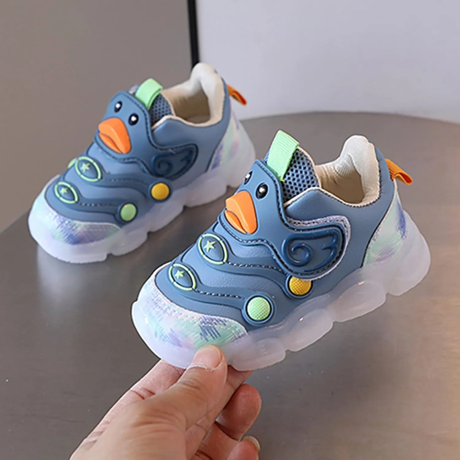 Leather Light Up artoon Sneaker for Toddler Baby Boys Led First Walking Sport Shoes Outdoor Breathable Non Slip Shoes