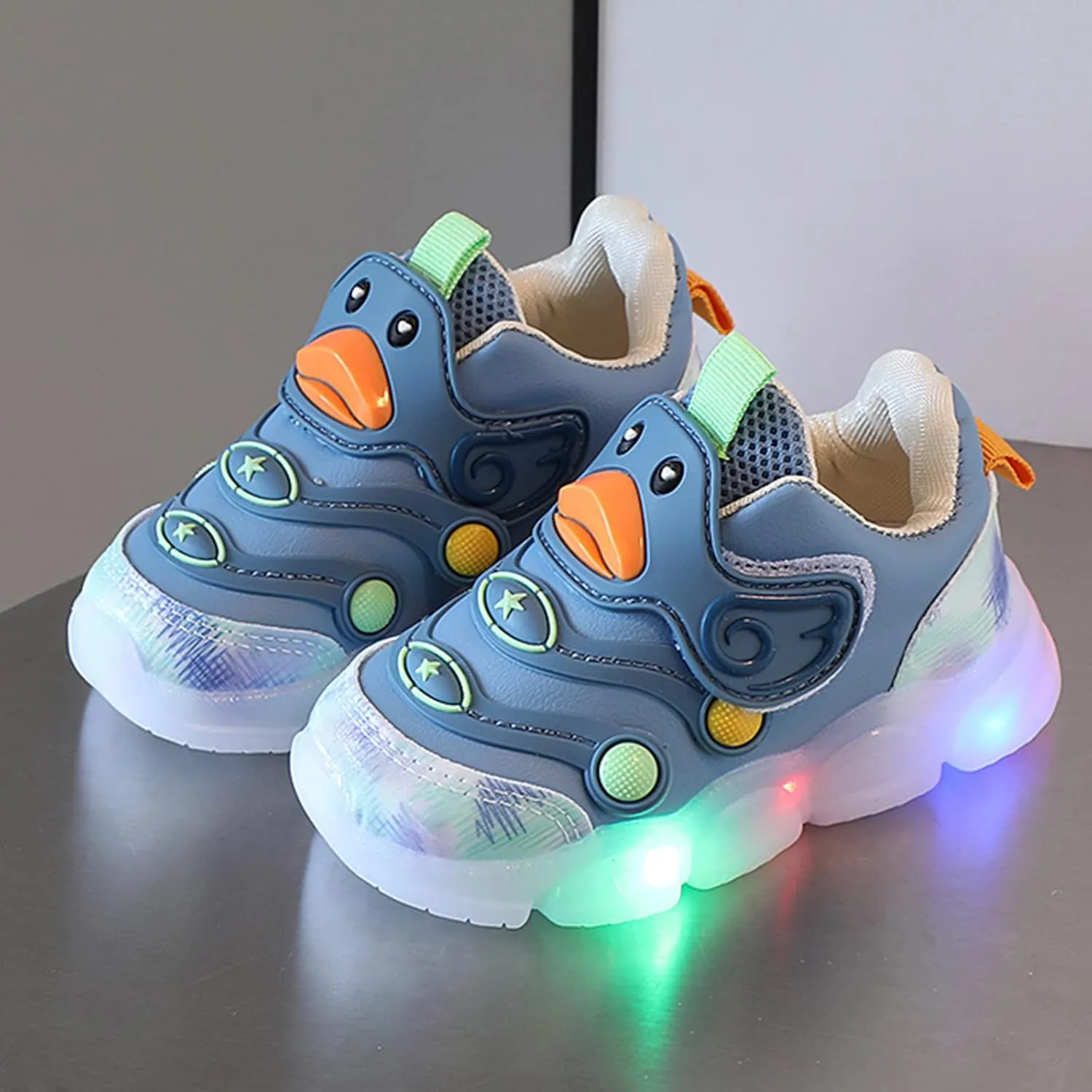 Leather Light Up artoon Sneaker for Toddler Baby Boys Led First Walking Sport Shoes Outdoor Breathable Non Slip Shoes