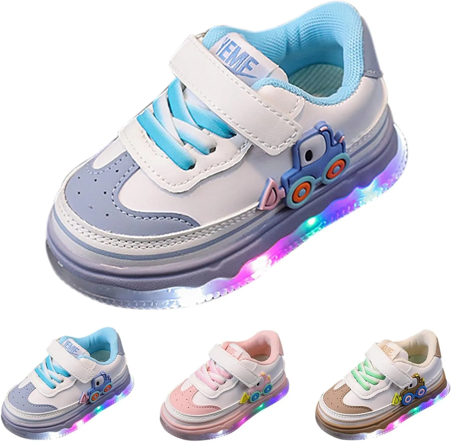 Light Up Girls Shoes Non-Slip Luminous Shoes Mesh Lightweight Casual Sneaker Slip On Walking Shoes Led Shoes