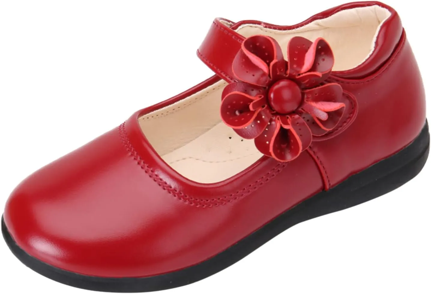 Little Kid Girl's Flower School Uniform Dress Shoes Ballet Flats Ballerina Flat Strap Shoes for Wedding Party 3-13 Years