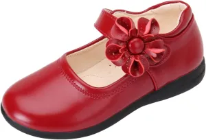 Little Kid Girl's Flower School Uniform Dress Shoes Ballet Flats Ballerina Flat Strap Shoes for Wedding Party 3-13 Years
