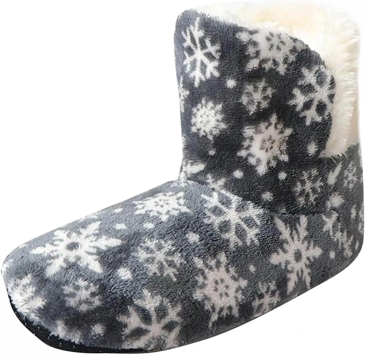 Masbird Christmas Slippers for Women Plush Fleece House Memory Foam Fuzzy Shoes Cozy Indoor Outdoor Anti-Skid Sole Slippers Gray