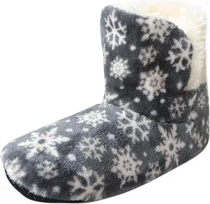 Masbird Christmas Slippers for Women Plush Fleece House Memory Foam Fuzzy Shoes Cozy Indoor Outdoor Anti-Skid Sole Slippers Gray