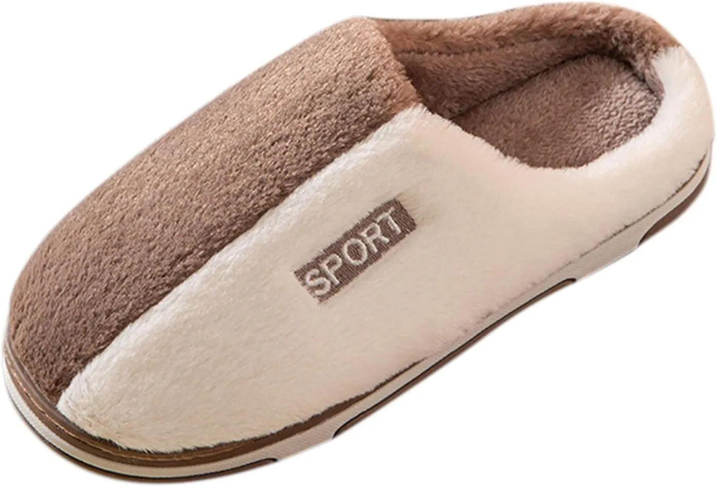 Masbird Womens Slippers,Memory Foam Slippers Slides Indoor Fuzzy Fur Slippers House Shoes Fluffy Sandals for Women and Men Brown