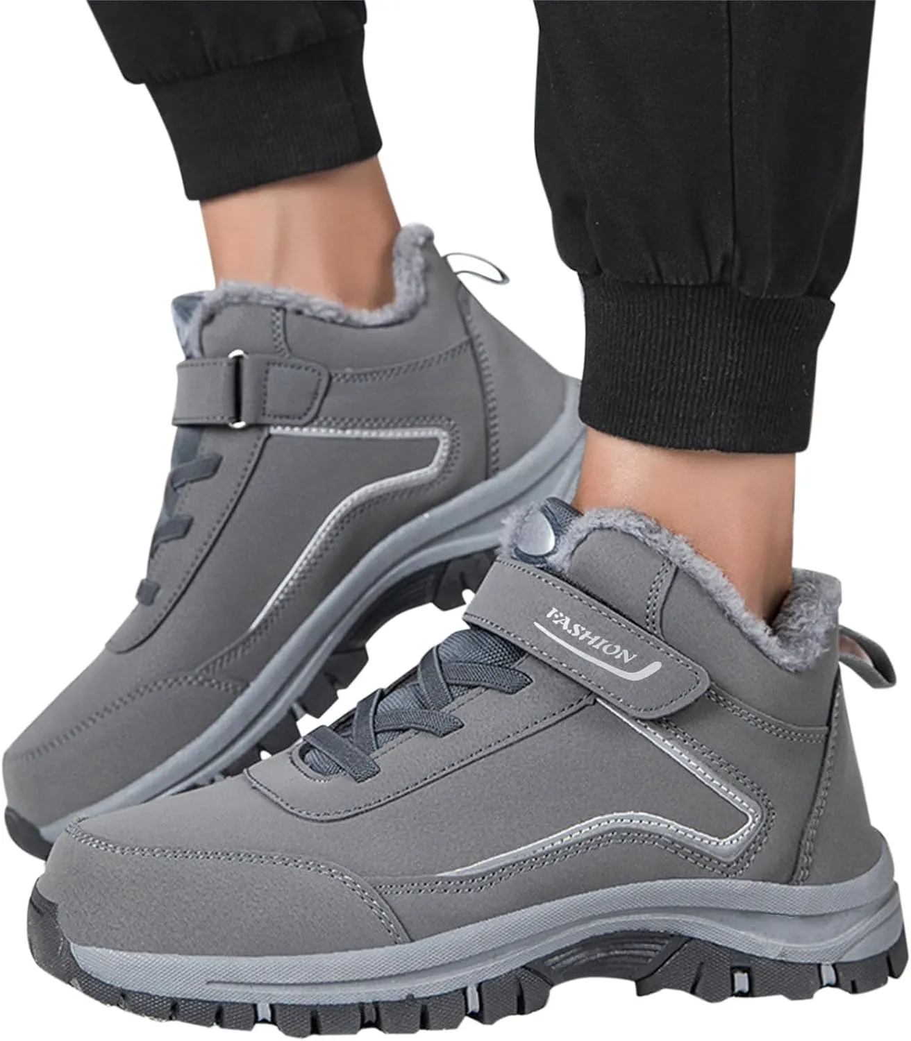 Men Work Boots Composite Toe Hiking Sneakers Fur Lined Ankle Boot Womens Safety Toe Shoes Insulated Winter Outdoor Botas Waterproof Non Slip Hike Grounded Footwear