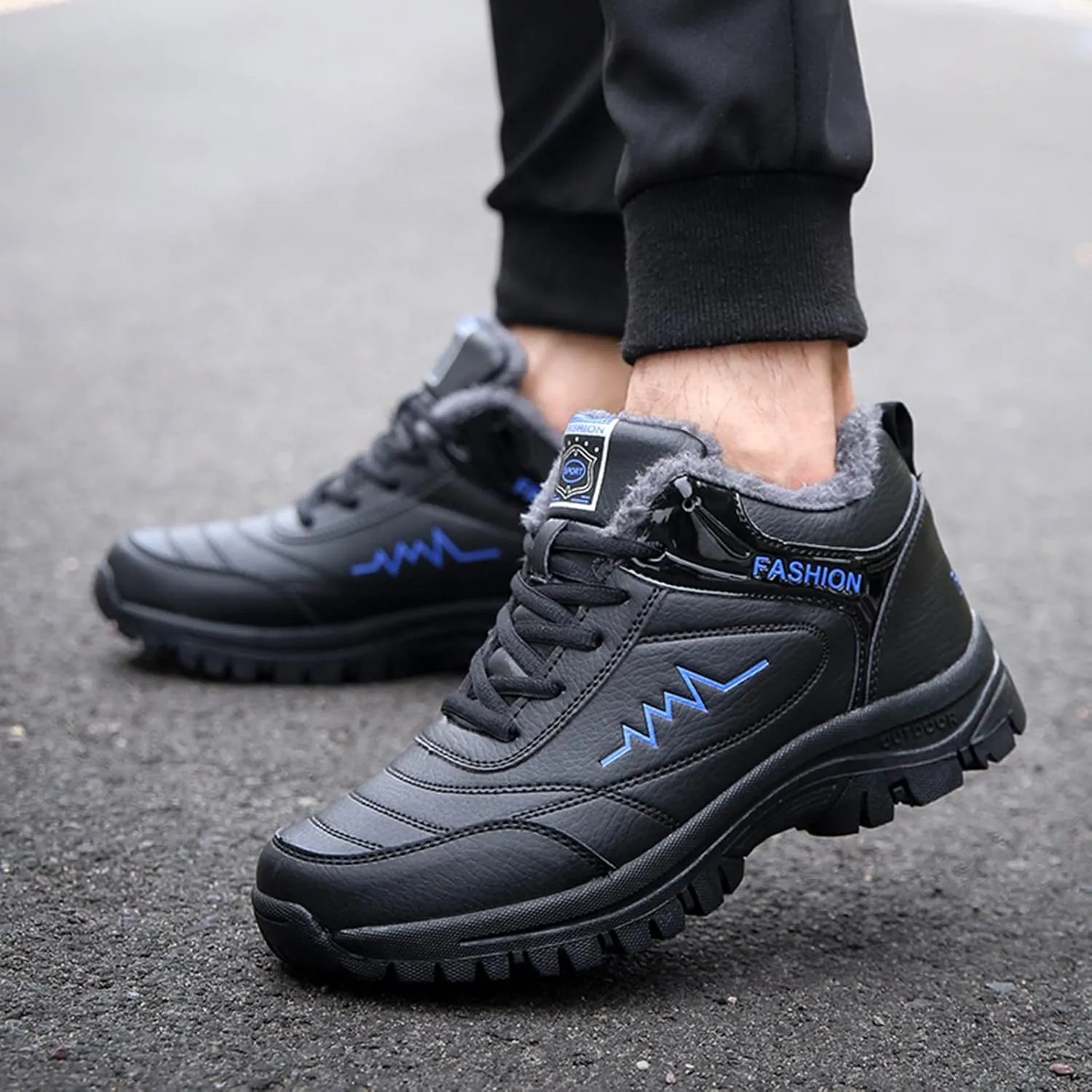 Men Work Boots Composite Toe Hiking Sneakers Fur Lined Ankle Boot Womens Safety Toe Shoes Insulated Winter Outdoor Botas Waterproof Non Slip Hike Grounded Footwear