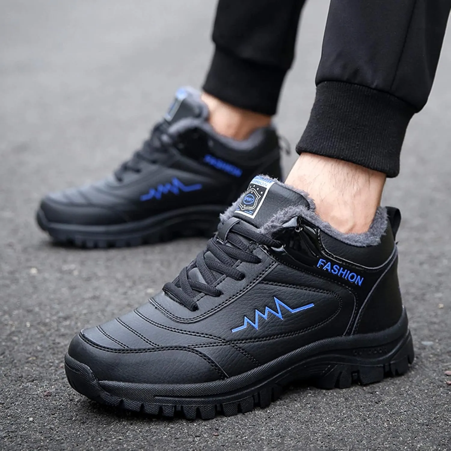 Men Work Boots Composite Toe Hiking Sneakers Fur Lined Ankle Boot Womens Safety Toe Shoes Insulated Winter Outdoor Botas Waterproof Non Slip Hike Grounded Footwear