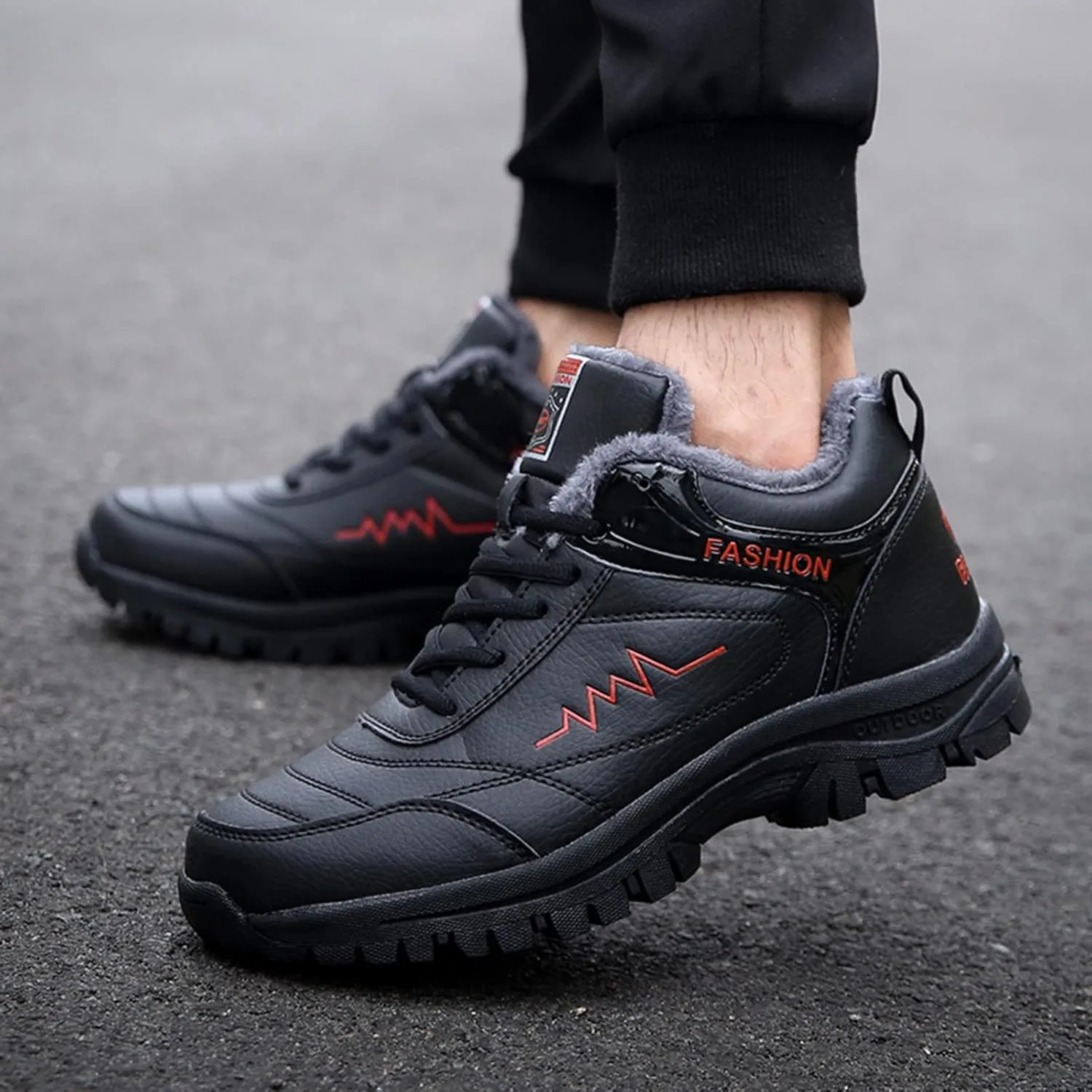 Men Work Boots Composite Toe Hiking Sneakers Fur Lined Ankle Boot Womens Safety Toe Shoes Insulated Winter Outdoor Botas Waterproof Non Slip Hike Grounded Footwear