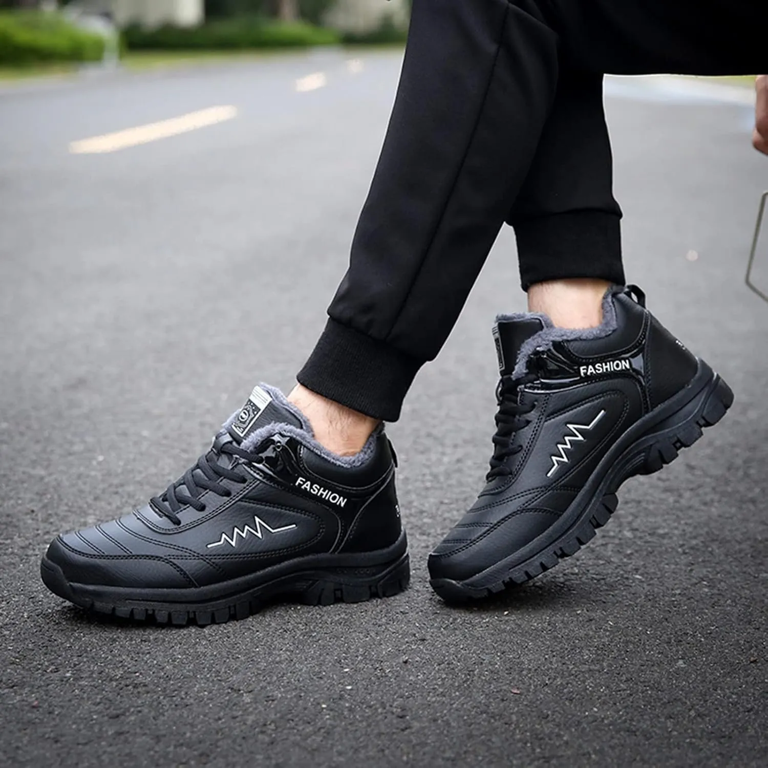 Men Work Boots Composite Toe Hiking Sneakers Fur Lined Ankle Boot Womens Safety Toe Shoes Insulated Winter Outdoor Botas Waterproof Non Slip Hike Grounded Footwear