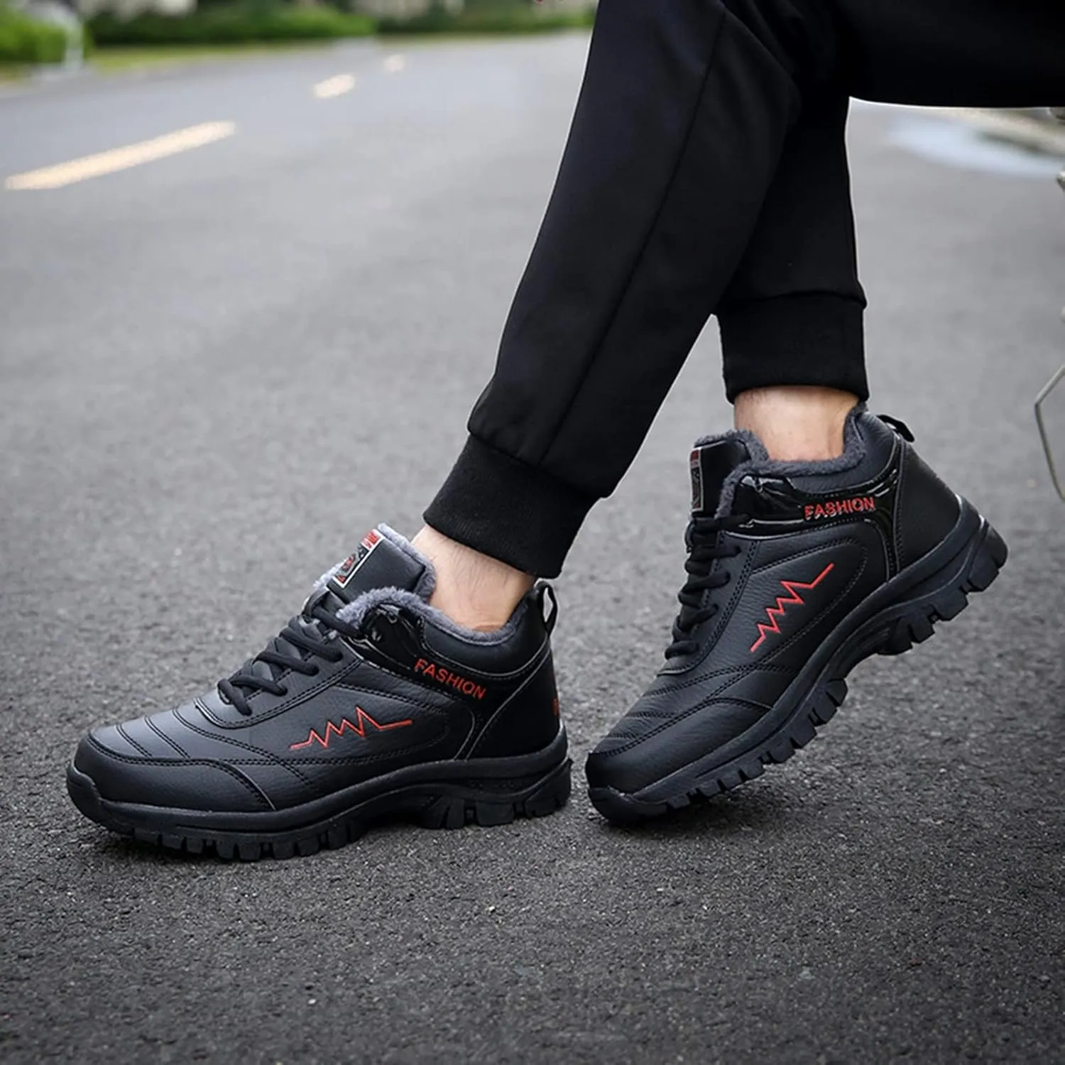 Men Work Boots Composite Toe Hiking Sneakers Fur Lined Ankle Boot Womens Safety Toe Shoes Insulated Winter Outdoor Botas Waterproof Non Slip Hike Grounded Footwear