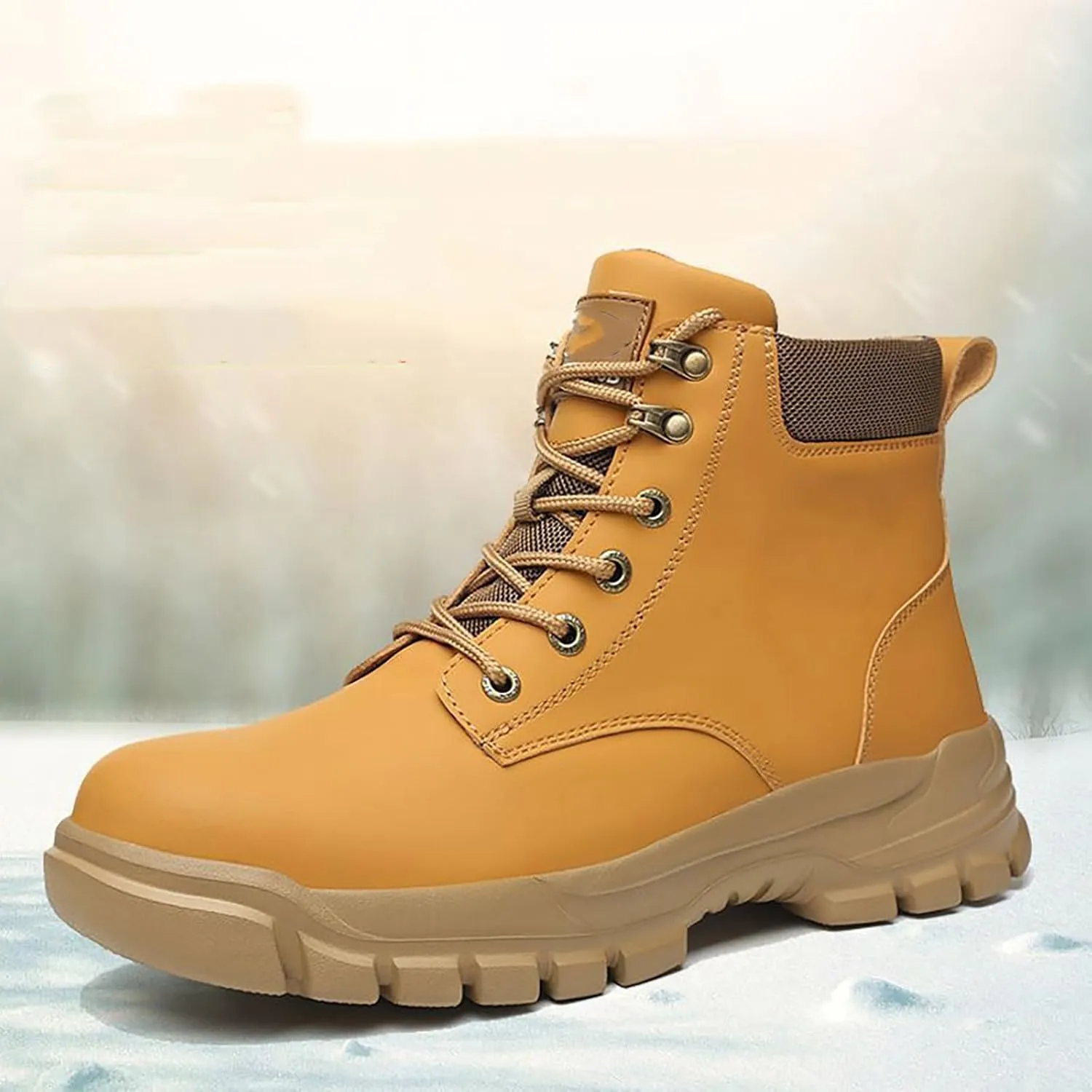 Men Work Boots Composite Toe Hiking Sneakers Fur Lined Ankle Boot Womens Safety Toe Shoes Insulated Winter Outdoor Botas Waterproof Non Slip Hike Grounded Footwear