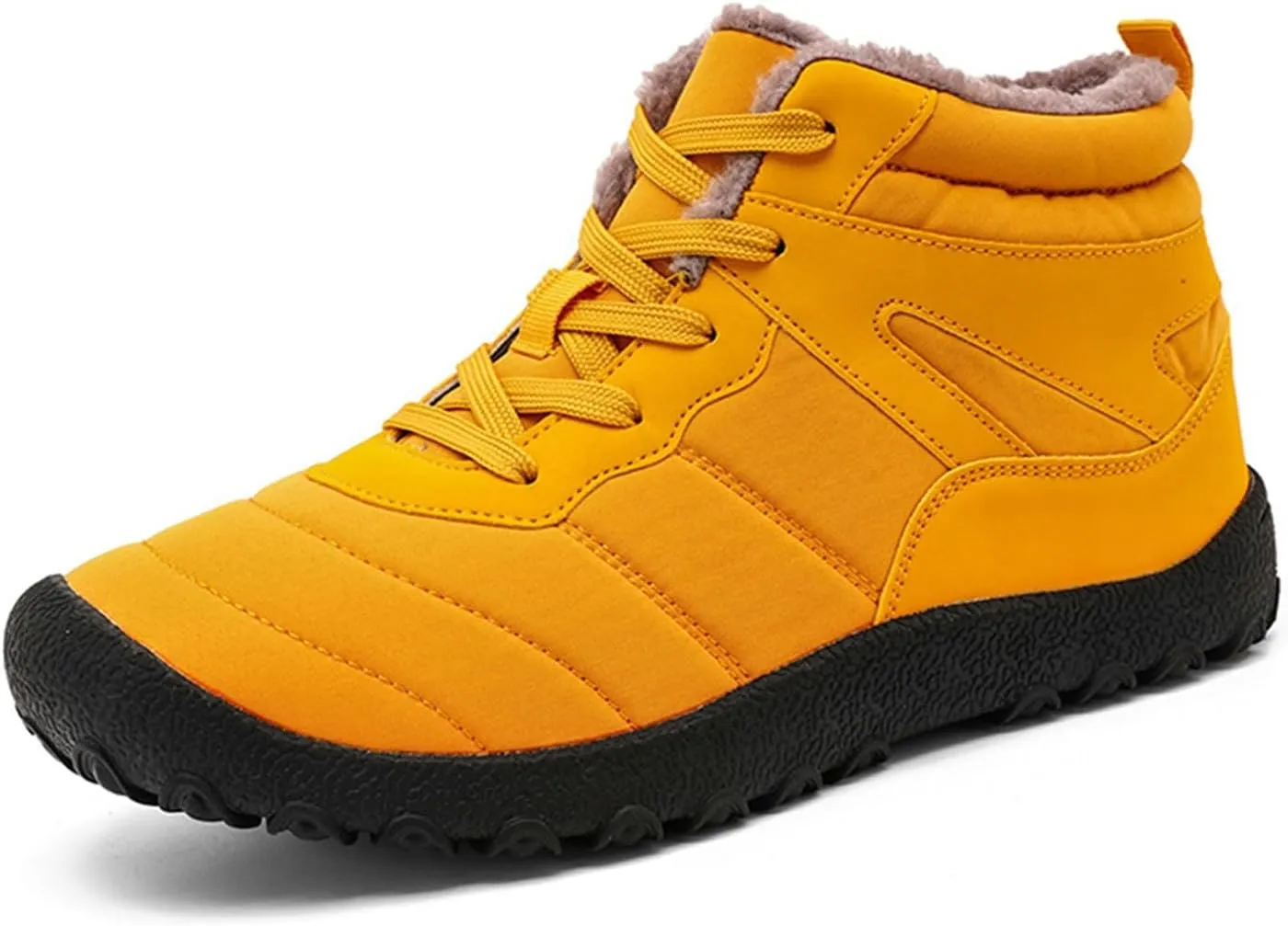Men Work Boots Non Steel Toe Hiking Sneakers with Warm Fur Lining Women's Working Shoes Wide Width Mid Waterproof Outdoor Botas Lightweight Hike Grounded Footwear