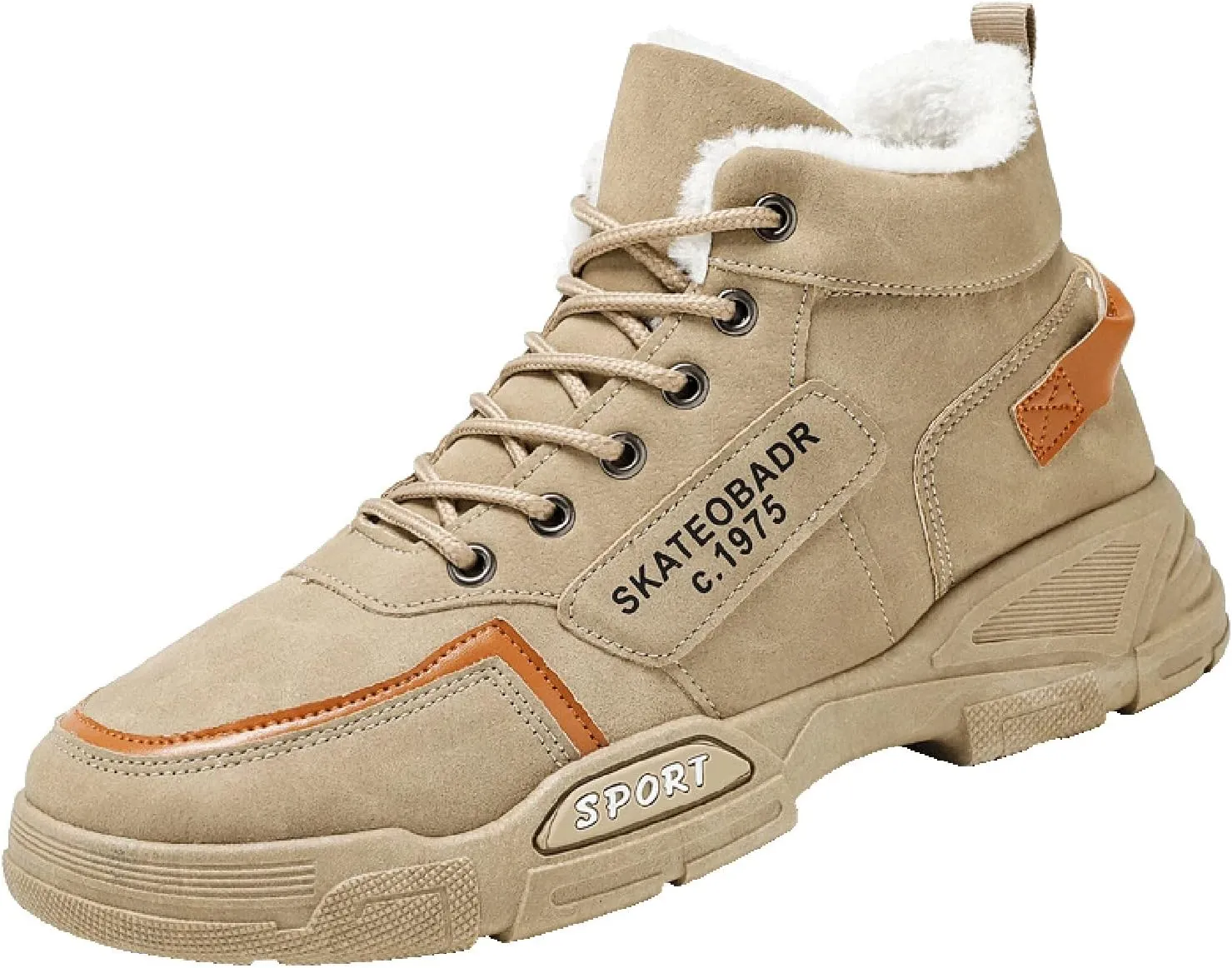 Men Work Boots Non Steel Toe Hiking Sneakers with Warm Fur Lining Women's Working Shoes Wide Width Mid Waterproof Outdoor Botas Lightweight Hike Grounded Footwear