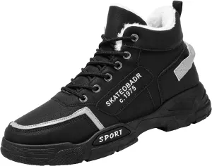 Men Work Boots Non Steel Toe Hiking Sneakers with Warm Fur Lining Women's Working Shoes Wide Width Mid Waterproof Outdoor Botas Lightweight Hike Grounded Footwear