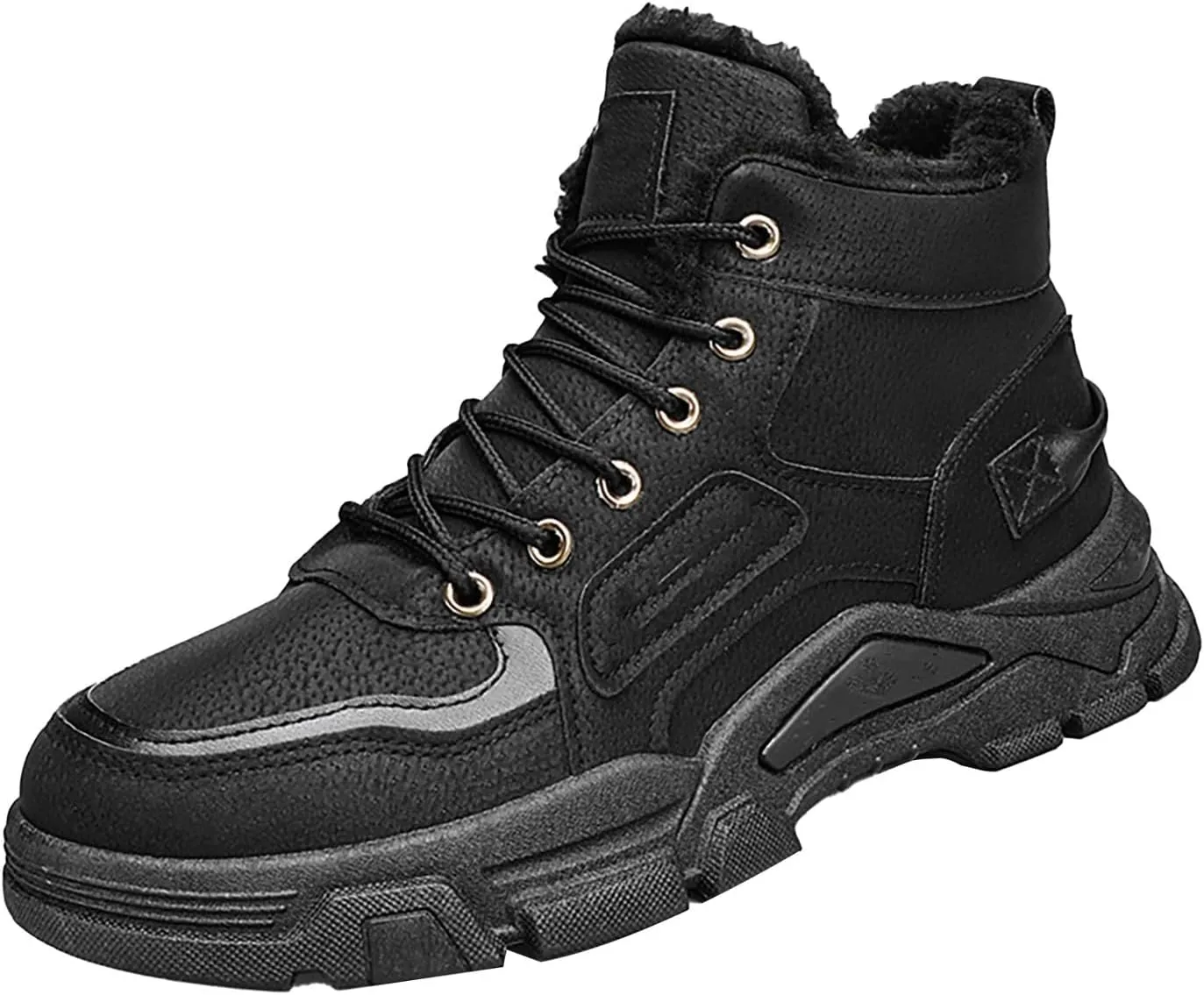 Men Work Boots Steel Toe Hiking Sneakers Fur Lined Ankle Boot Womens Workout Shoes Soft Toe Winter Backpacking Snow Botas Warm Water Hike Grounded Footwear