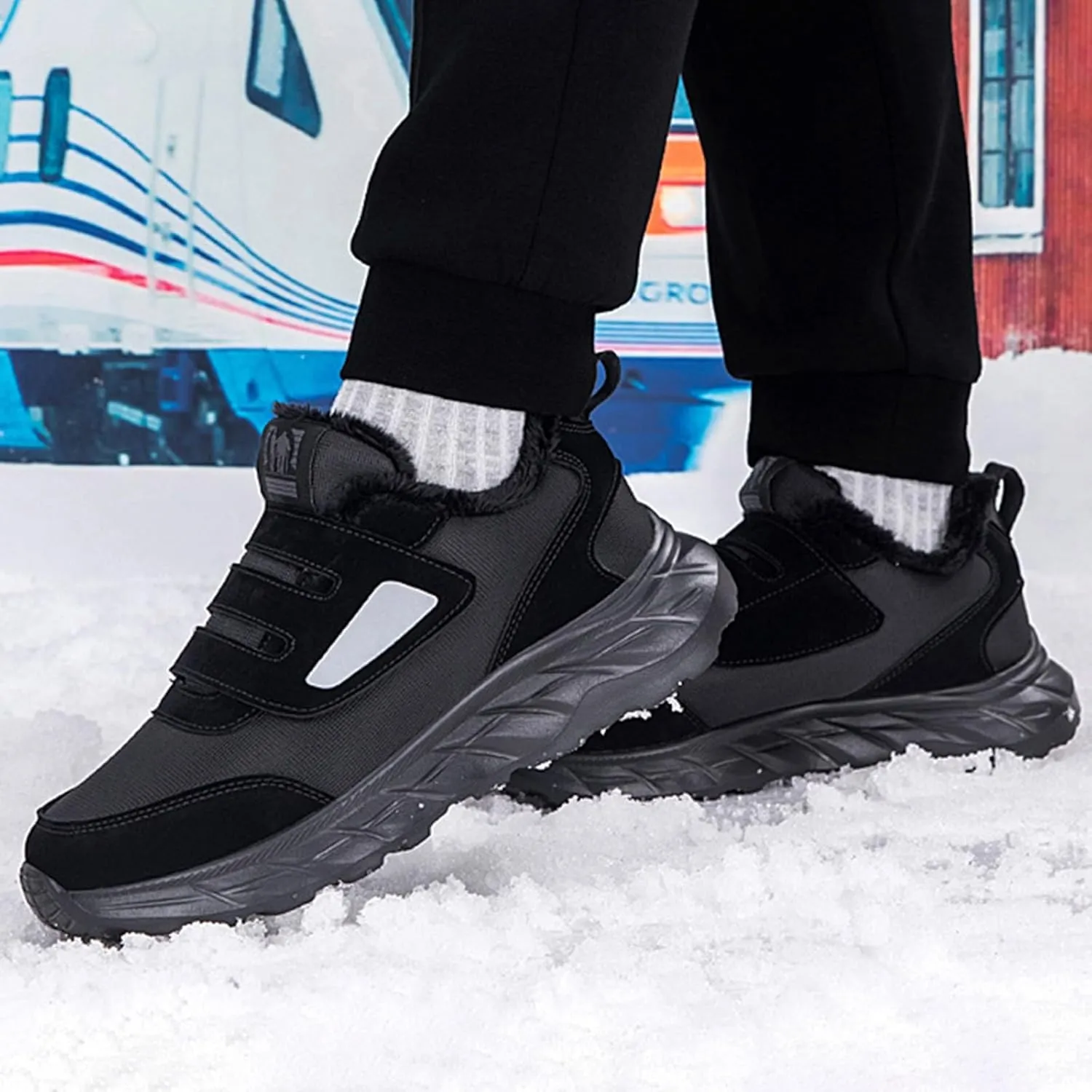 Men Work Boots Steel Toe Hiking Sneakers Fur Lined Ankle Boot Womens Workout Shoes Soft Toe Winter Backpacking Snow Botas Warm Water Hike Grounded Footwear